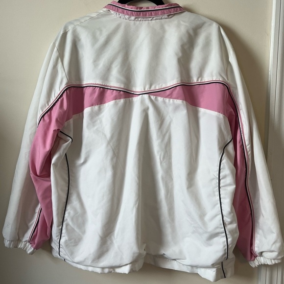 Vintage Y2K Pink White Colorblock Windbreaker Jacket Retro Sport Preppy zip up - Picture 2 of 6